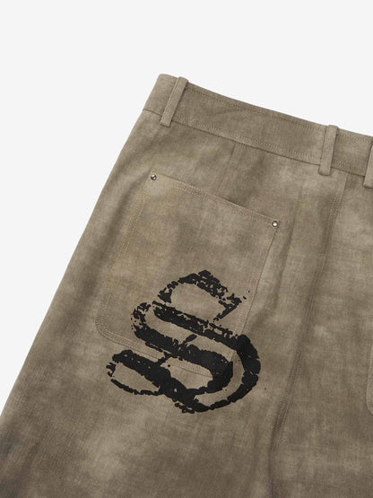 Original Large Cross Angel Print Distressed Jeans 