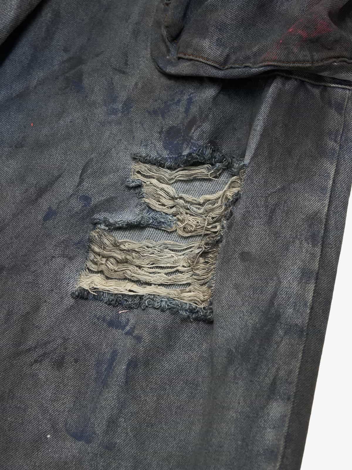 Heavy Dirty Dyed Multi-Pocket Drawstring Work Jeans 