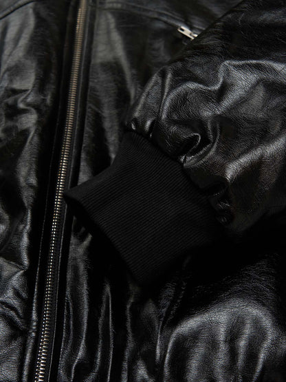 Multi-Zip Fur Hooded Leather Jacket 