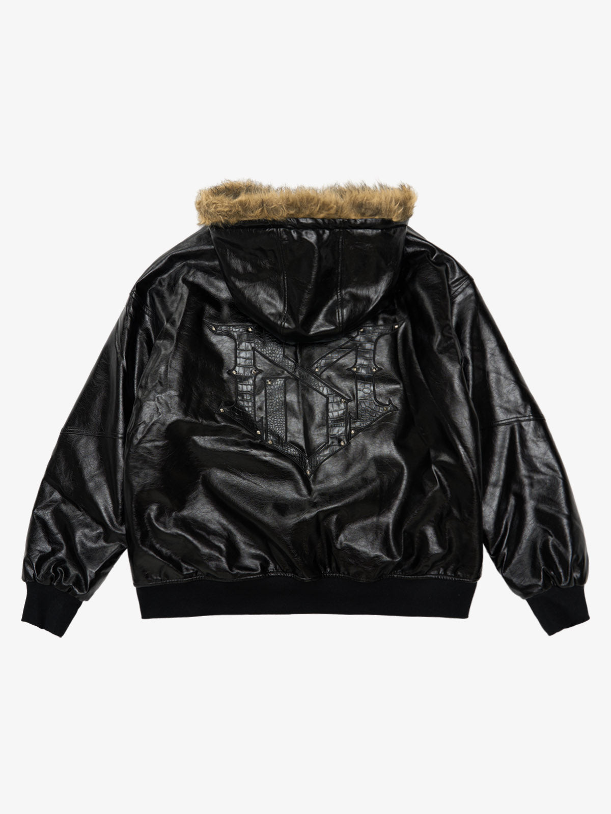 Multi-Zip Fur Hooded Leather Jacket 