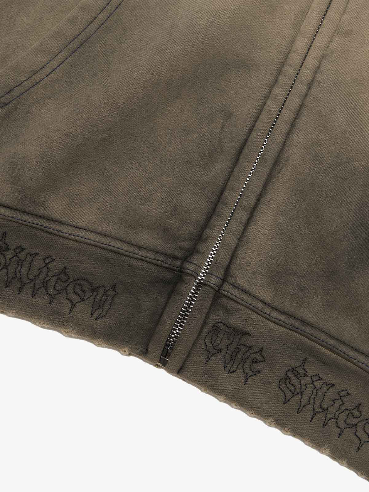 SUPERMADE Thorn Embroidery Zip Hooded Sweatshirt 