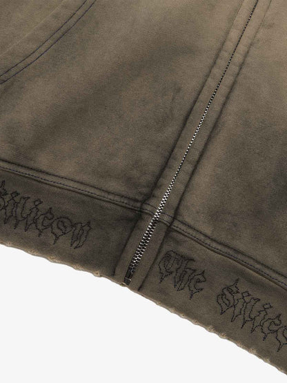 SUPERMADE Thorn Embroidery Zip Hooded Sweatshirt 