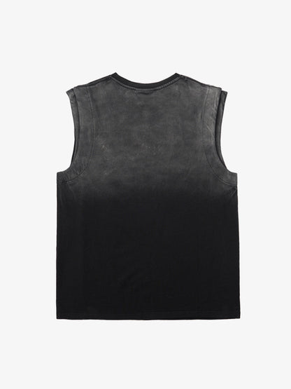 Jersey Knit Gradient Embroidered Stars Tank Top - 2461 