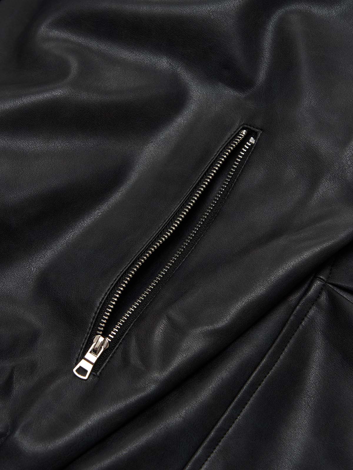 SUPM Fur Collar Rhinestone Pattern Leather Jacket 