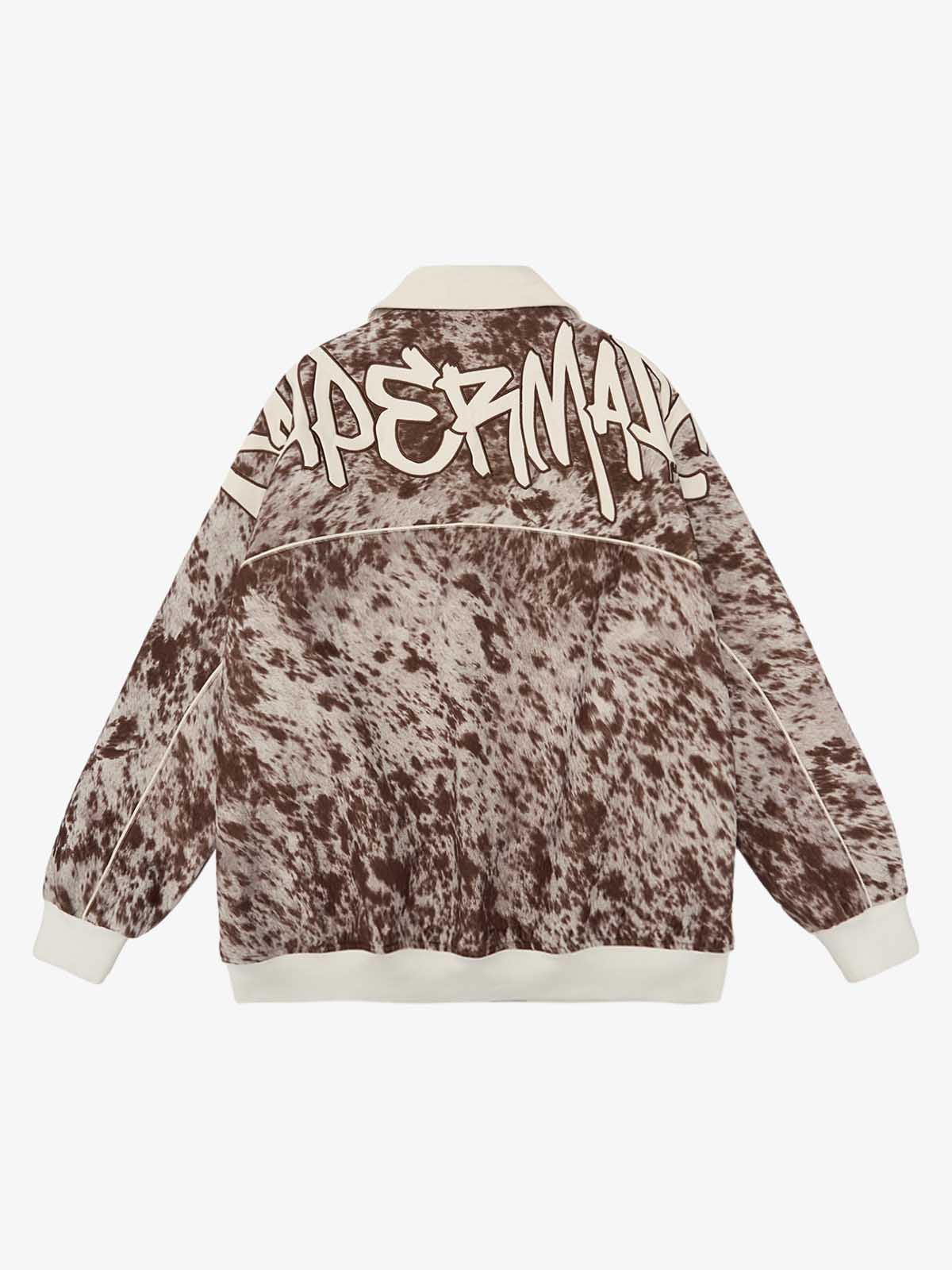 Retro Statement Snow Leopard Fleece Jacket 