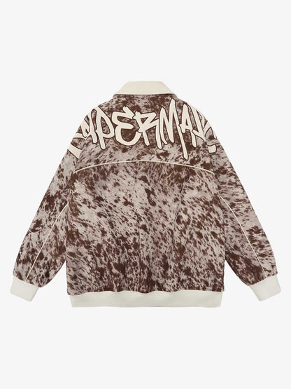Retro Statement Snow Leopard Fleece Jacket 