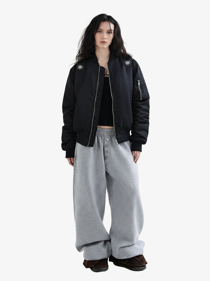 Vintage Graphic Star Embroidered Bomber Jacket