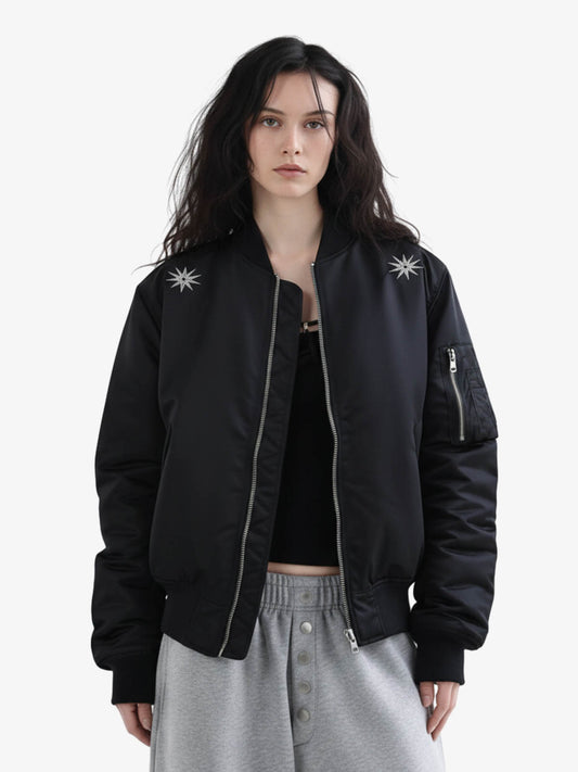 Vintage Graphic Star Embroidered Bomber Jacket