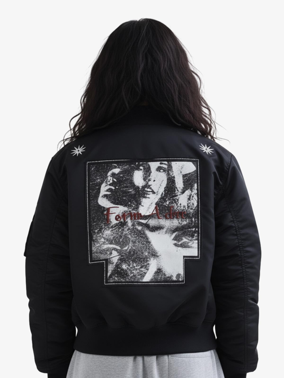 Vintage Graphic Star Embroidered Bomber Jacket