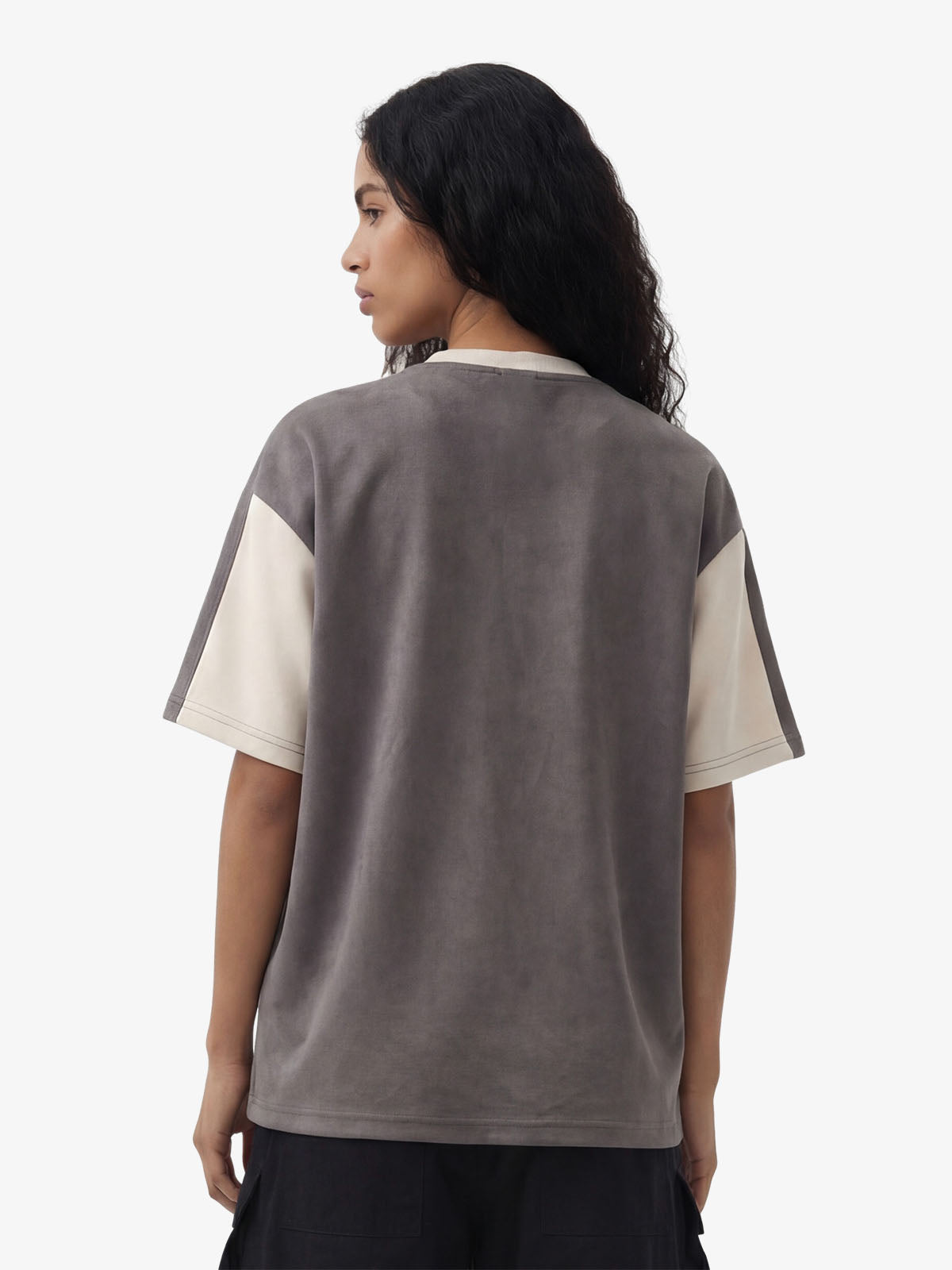 Jersey Deconstructed Contrast Color Stitching Print T-shirt - 2407