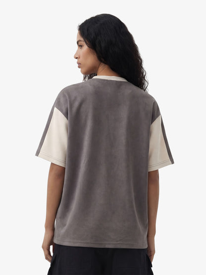 Jersey Deconstructed Contrast Color Stitching Print T-shirt - 2407