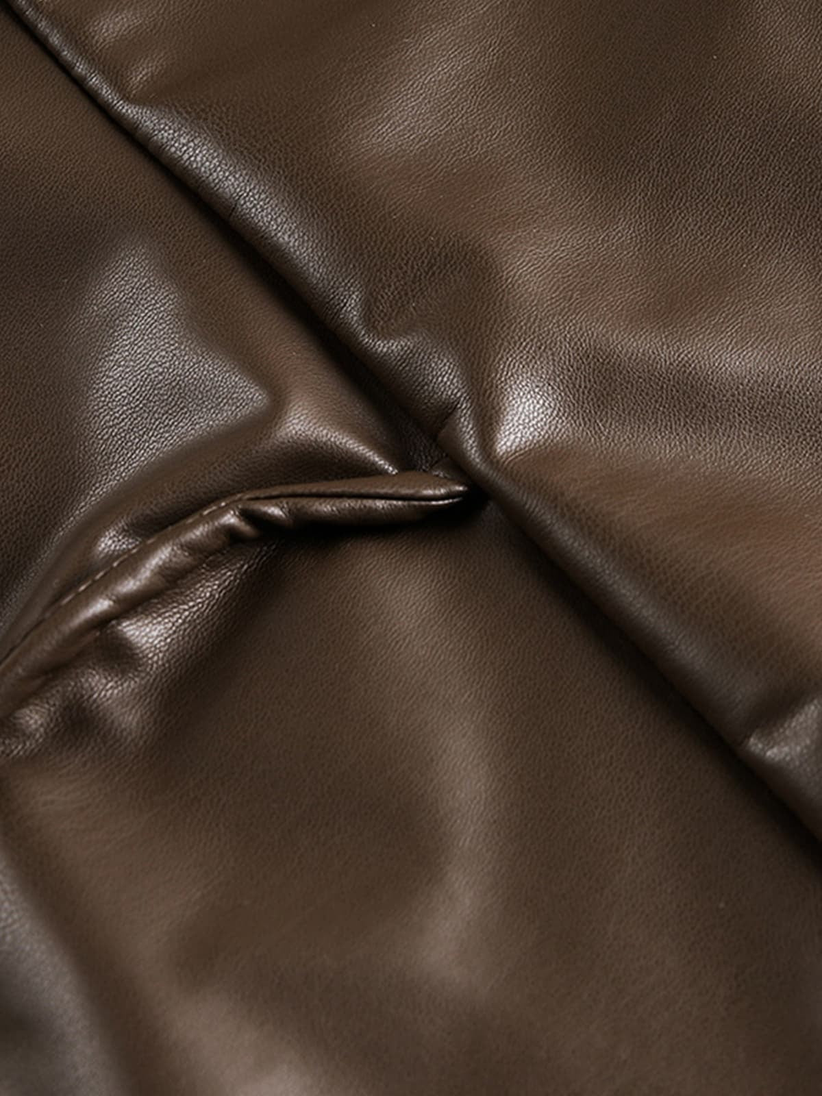 Retro Brown Faux Leather Zip-Up Bomber Jacket 