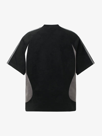 Cotton Blend Oversized Sport T-Shirt with Contrast Panels and Logo Print?