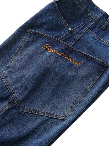 Embroidered Barrel Leg Jeans 