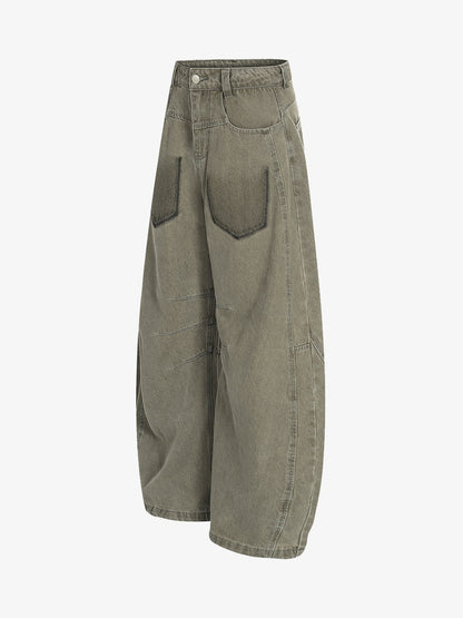 Wide-Leg Utility Trousers with Oversized Pockets - Perfect for Casual and Outdoor Adventures 
