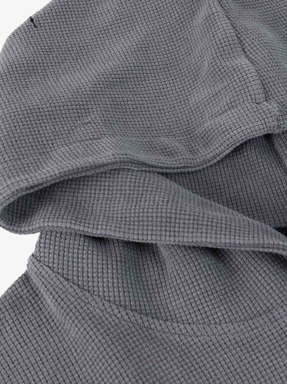 Supermade Waffle-Knit Distressed Button-Pattern Hoodie?