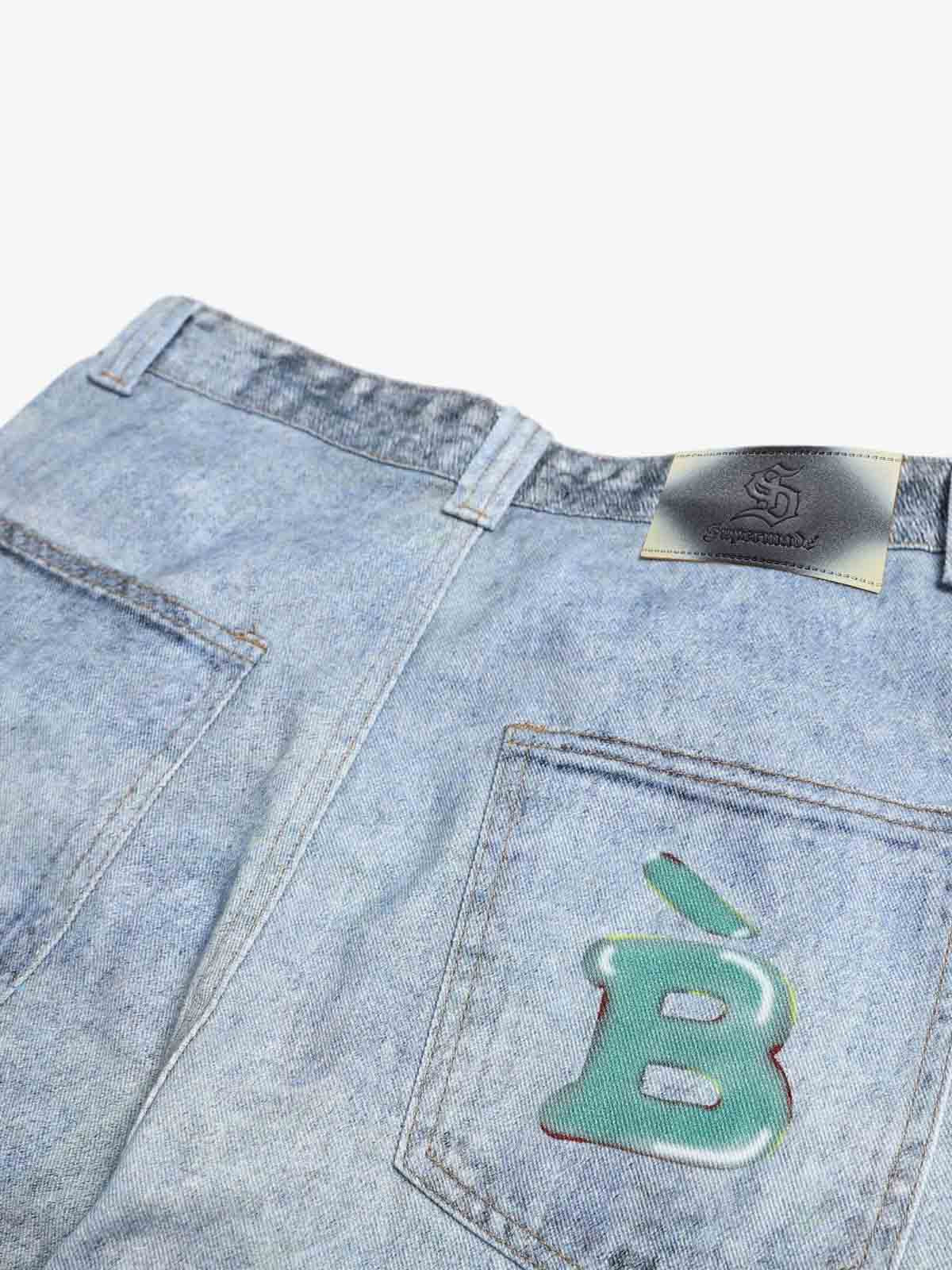 Denim Wide Leg Jeans with Dalmatian Print and Studs, Distressed Design for Streetwear Fashion?