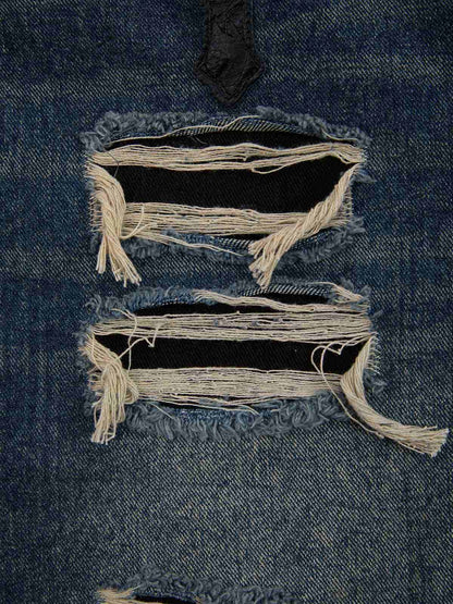 Supermade Retro Distressed Print Heavyweight Canvas Baggy Pants 