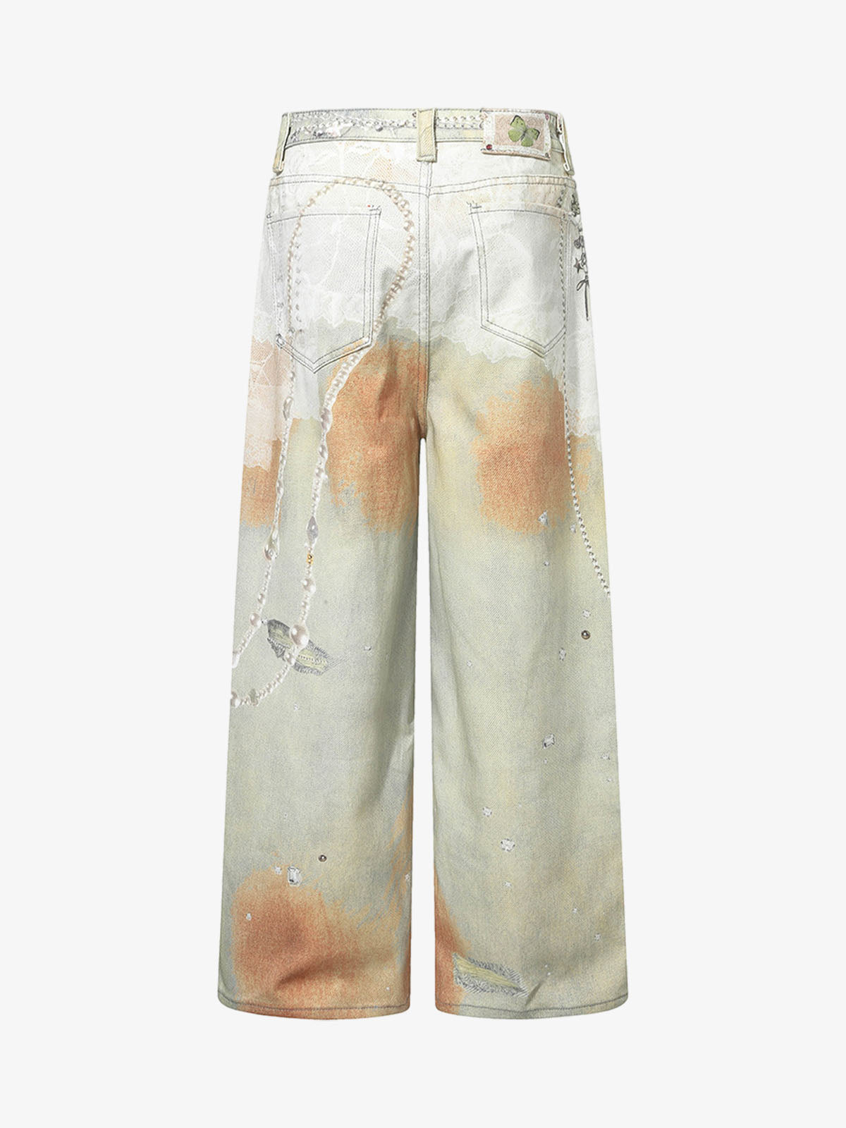 Embellished Wide-Leg Jeans with Unique Artistic Design for Fashion Lovers 
