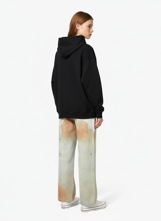 Street Tie-Dye Distressed Chain Detail 3D Printed Jeans