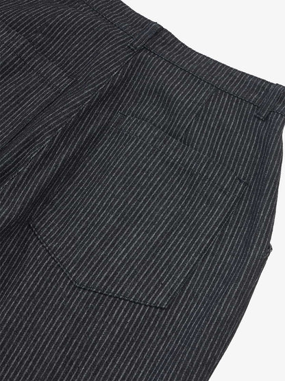 Vintage Pinstripe Pleated Wide-Leg Barrel Pants