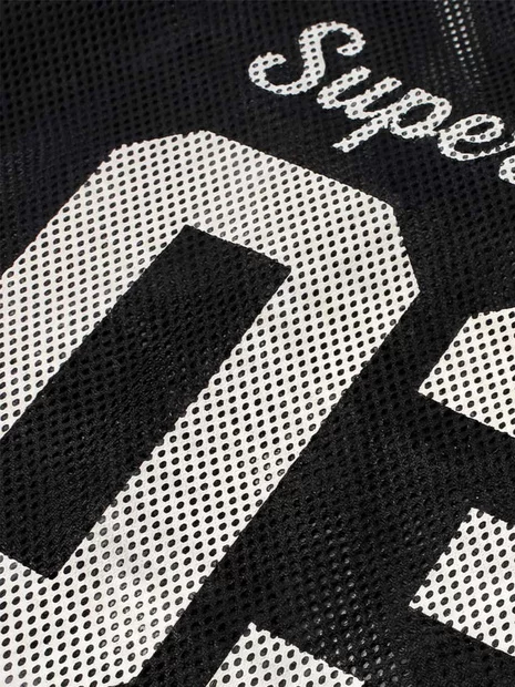 Retro Mesh Panel Number Print Contrast Stitch Jersey T-Shirt?