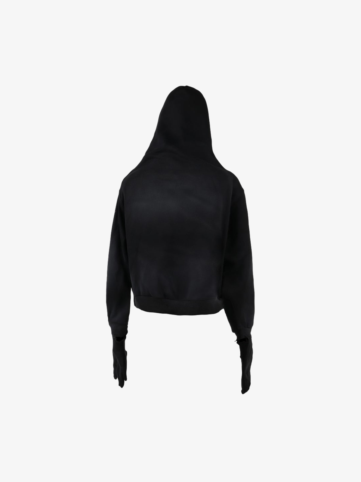 Cotton Blend Hooded Zip-Up Costume Jacket with Eye Holes and Gloves, Gothic Horror Style Full Coverage Hoodie for Cosplay and Halloween 