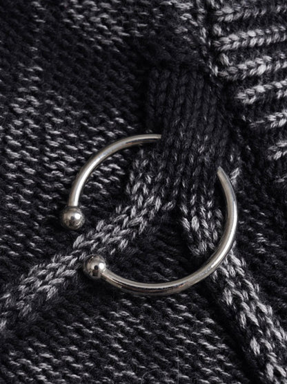 Paint Spray Hole Cable Crewneck Sweater 