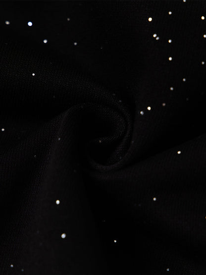 Sparkling Night Sky Design Black Knitwear for Festive Occasions 
