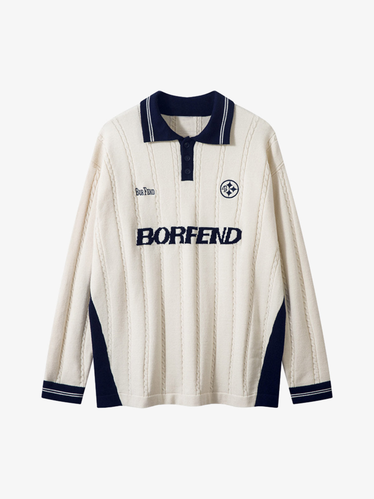 Retro College Polo Collar Knit Sweater 