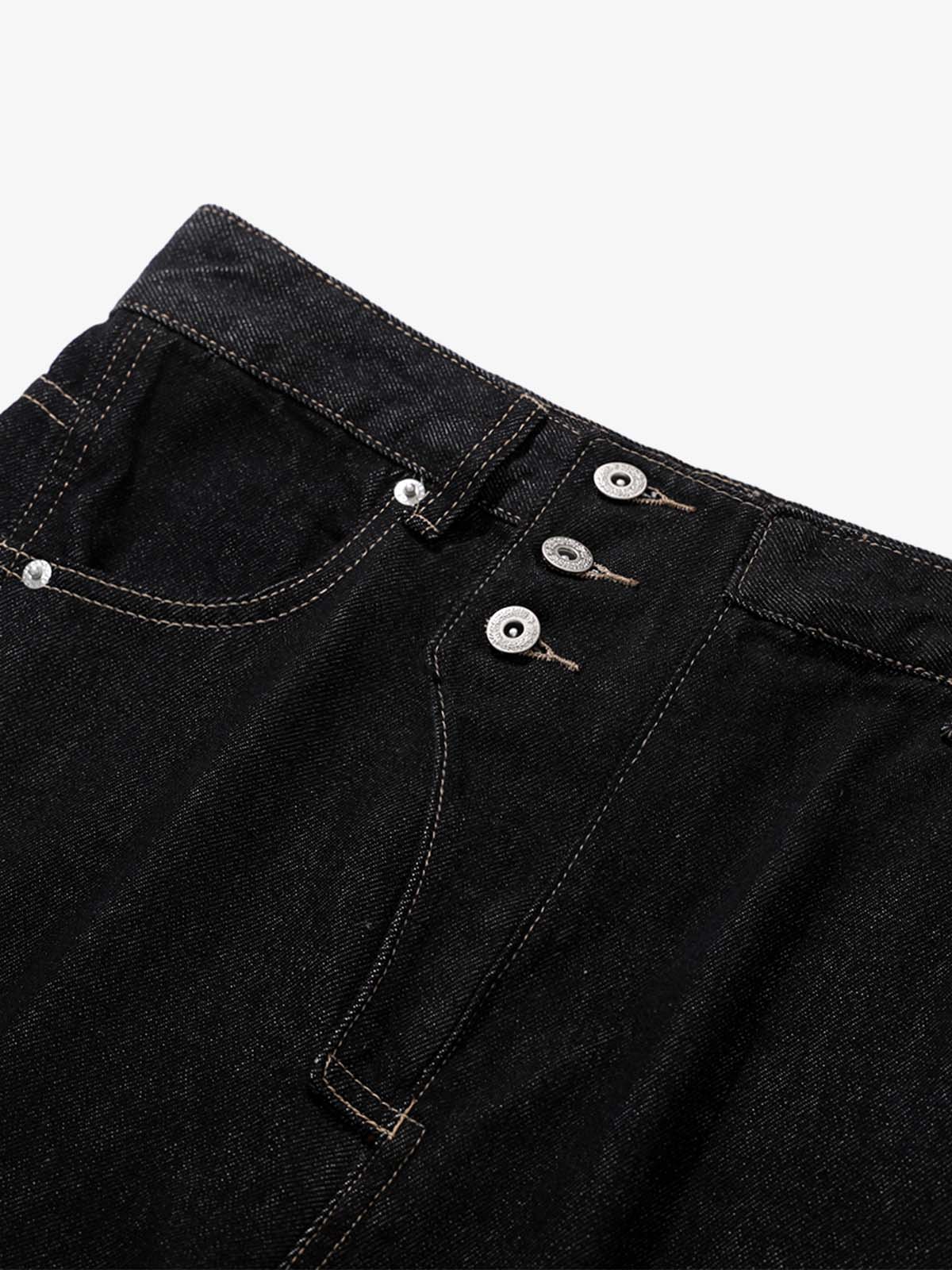 Reverse-Stitched Multi-Button Jeans 