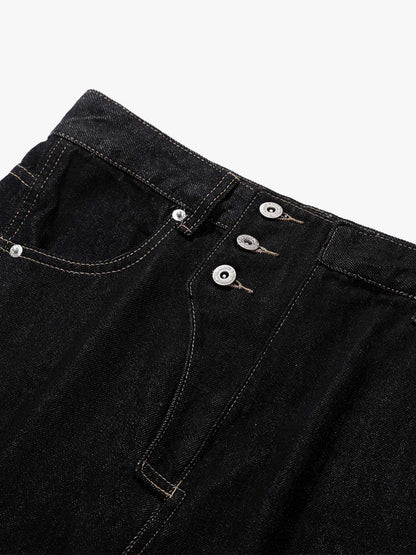 Reverse-Stitched Multi-Button Jeans 
