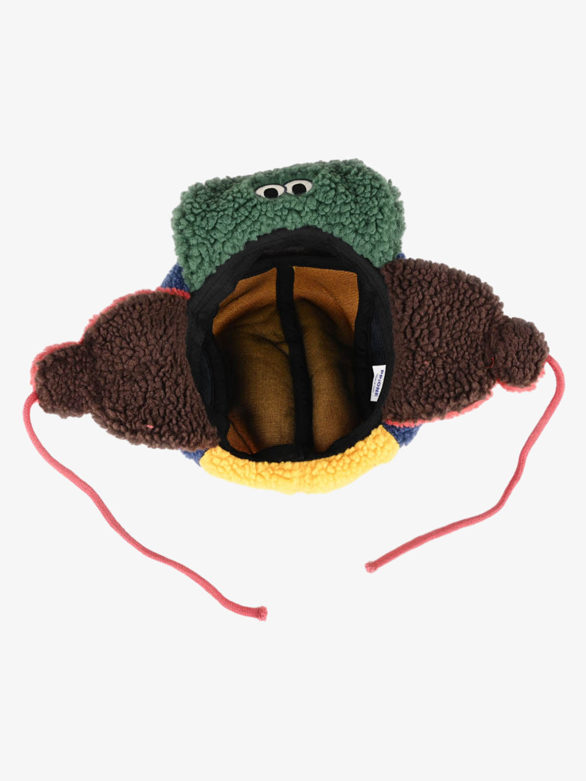 Faux Sherpa Color Block Kids Hat with Frog Visor and Ear Flaps?