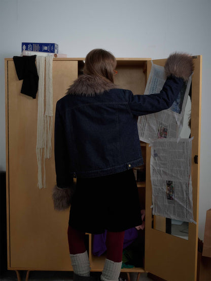 Winter-Ready Corduroy Jacket with Faux Fur Trim for Men 