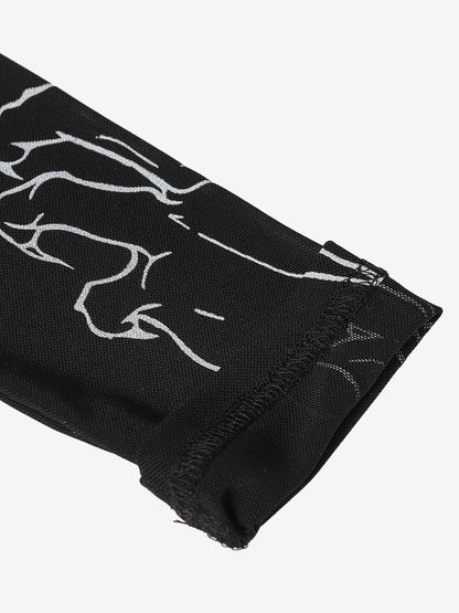 Gothic Skull Print Turtleneck Tight Long Sleeve T-Shirt 