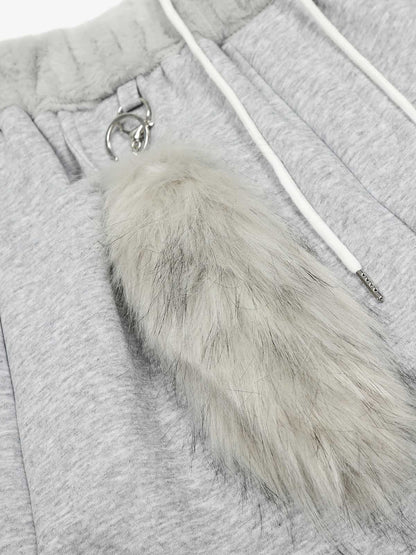 Stylish Wide-Leg Lounge Pants with Faux Fur Pom-Pom Detail 