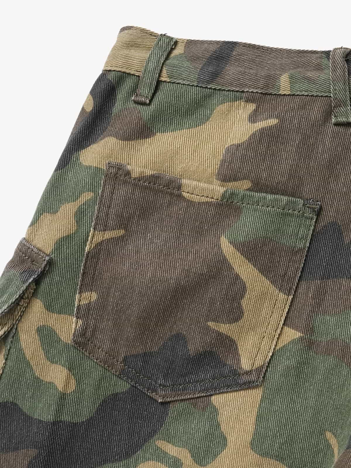 Retro Forest Camouflage Multi-Pocket Cargo Pants 