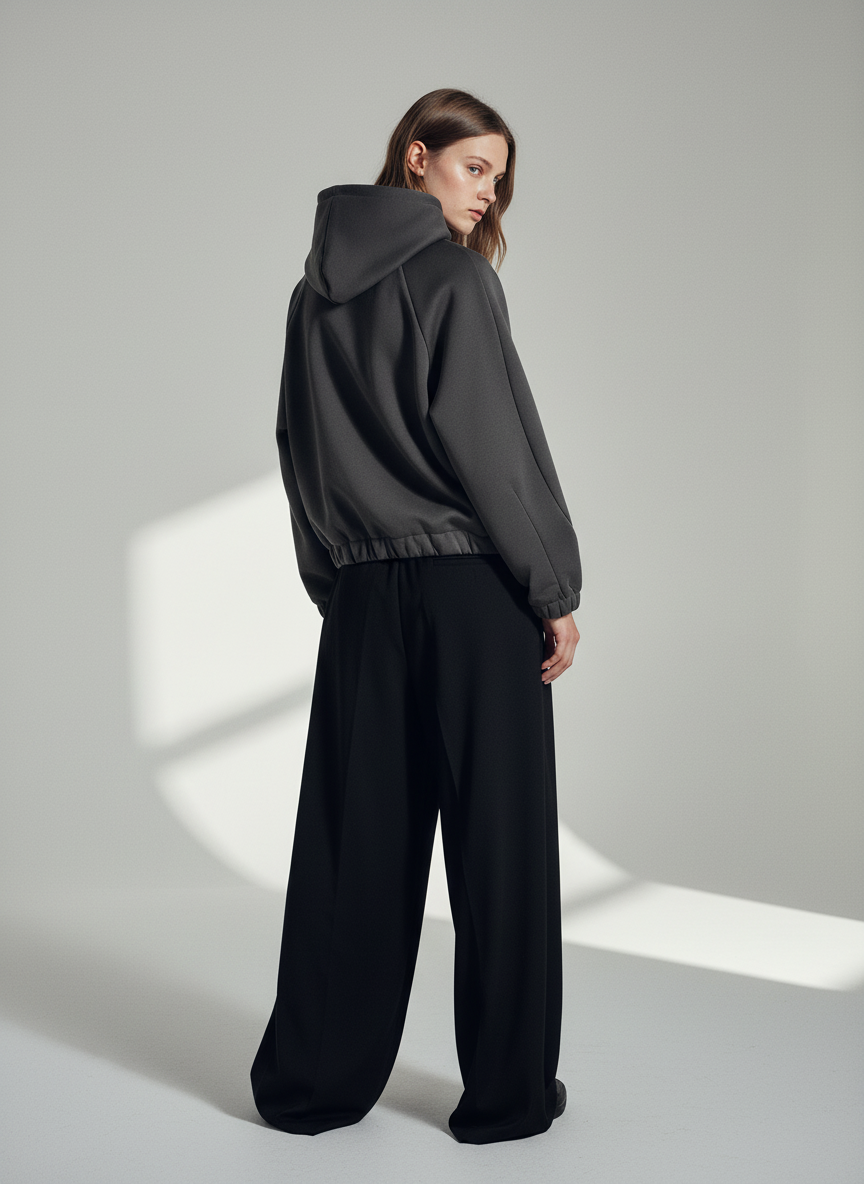 Street Deconstructed Split Zippered Hooded Sweatshirt