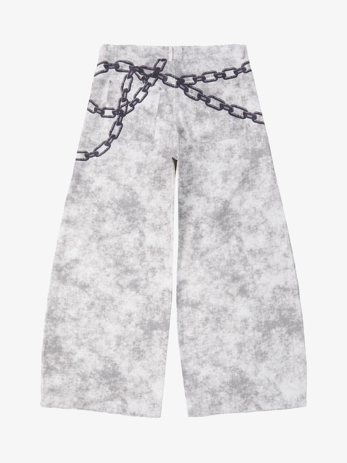 Supermade Distressed Chain And Key Print Baggy Pants?