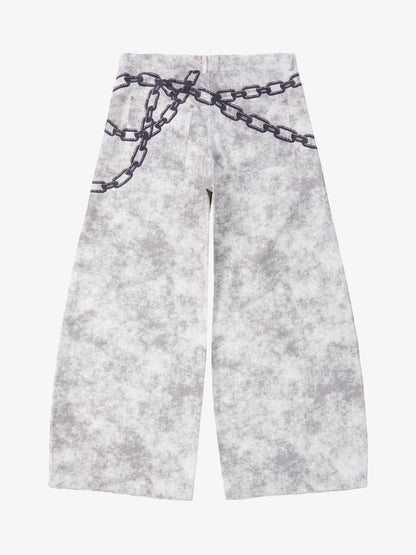 Supermade Distressed Chain And Key Print Baggy Pants?