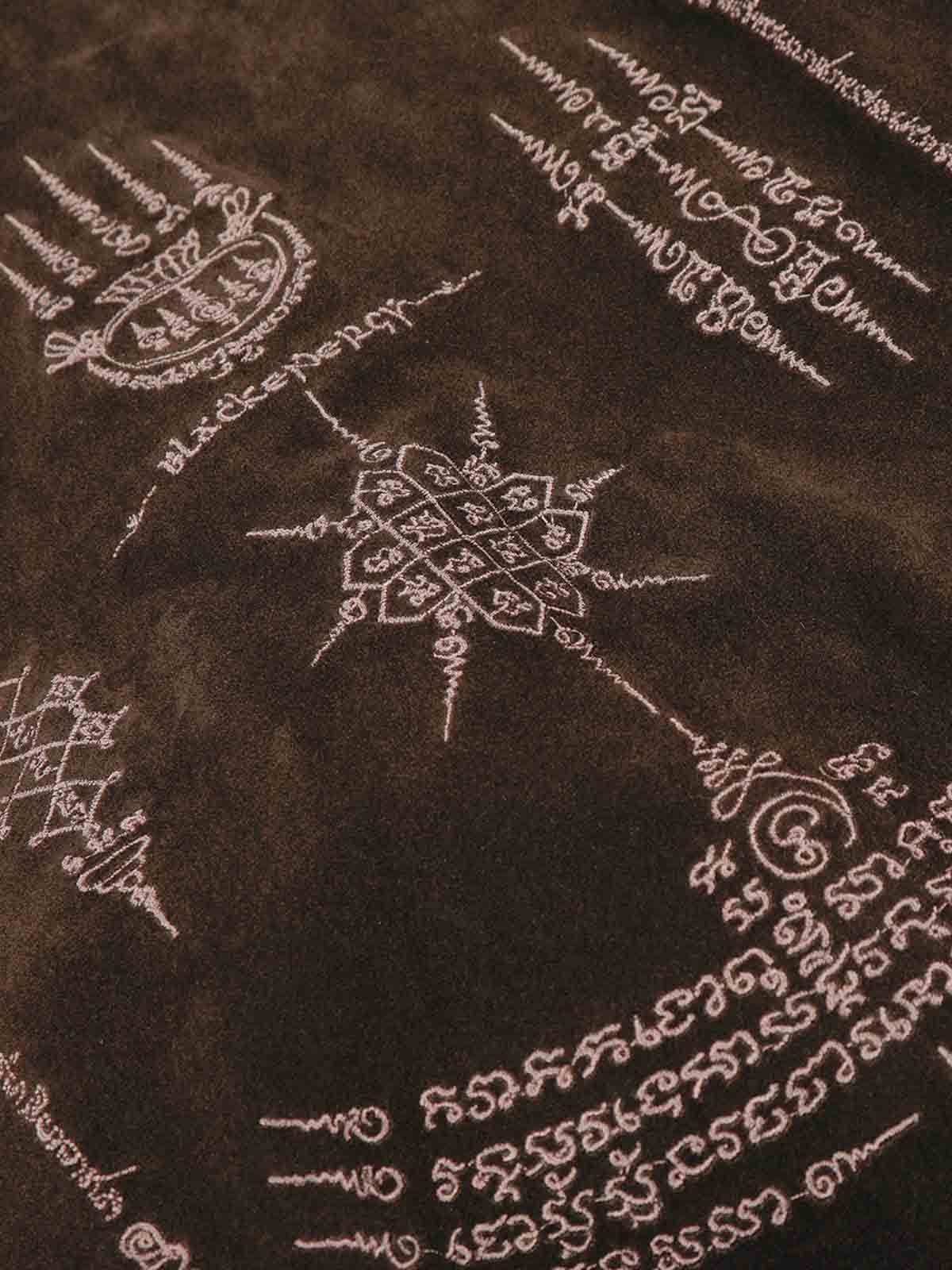 Vintage Suede Embroidered Toggle-Buckle Stand Collar Down Jacket