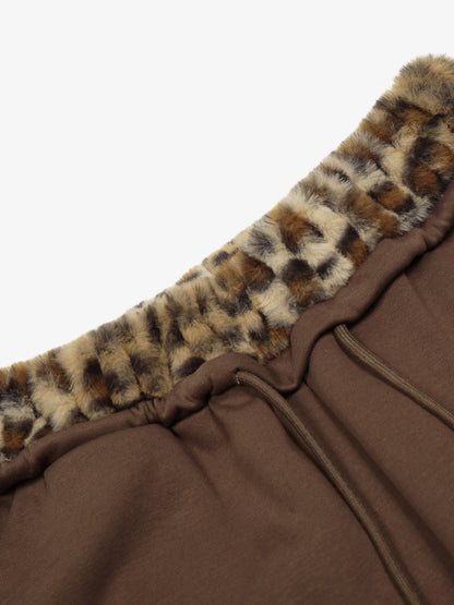 Leopard-Trimmed Wide-Leg Lounge Pants with Unique Print Design 