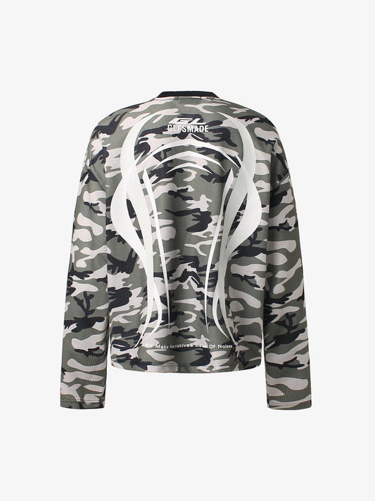 Thesupermade Camouflage Skull Print Long-sleeved T-shirt 