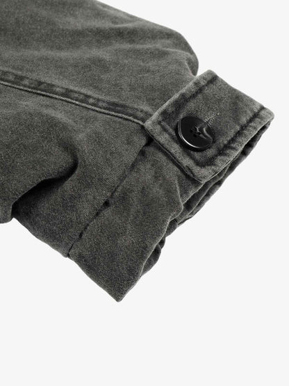 Vintage Distressed Pleated Shearling Collar Fleece Jacket