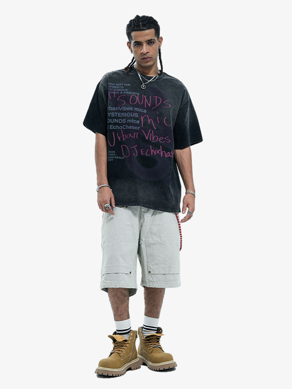 300G Cotton Spray-Marmot Distressed T-Shirt with Holes Urban Streetwear Graphic Tee?