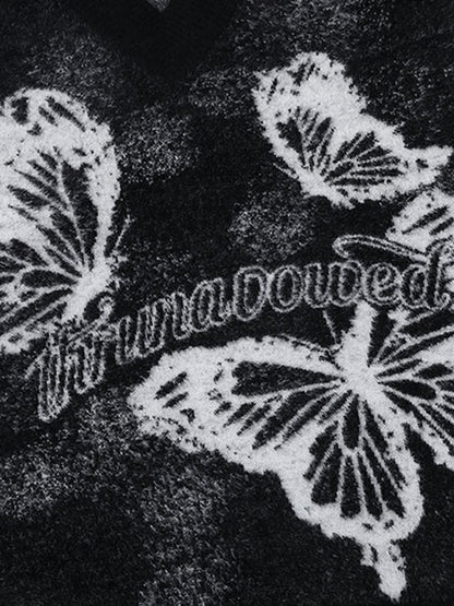 Stylish Butterfly Graphic V-Neck Sweater for Women 