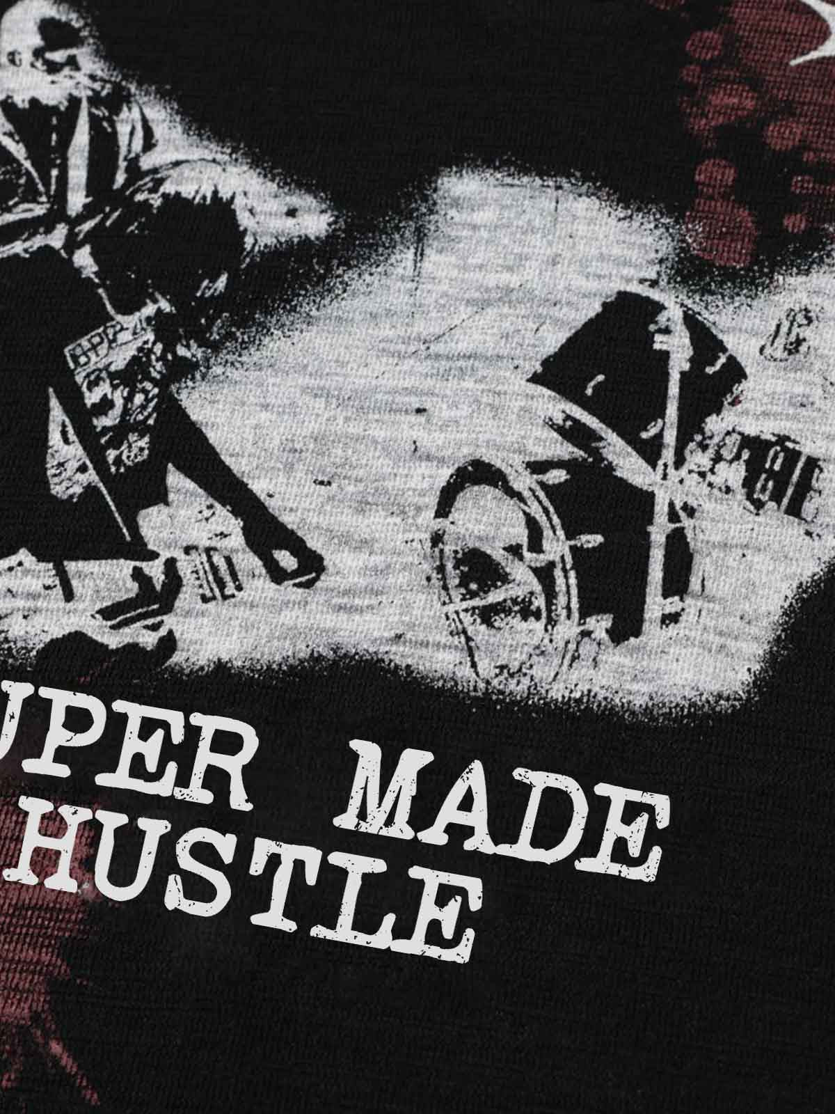 Cotton Blend Long Sleeve Henley Sweater with Graphic Print and Star Motif Design 