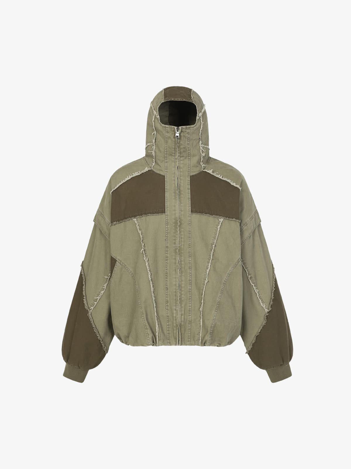 Retro Workwear Patchwork Hooded Utility Jacket 