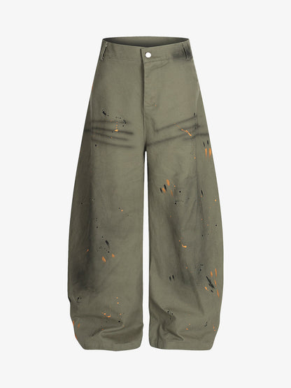 Retro Inkjet Dirty Dyed Barrel Pants 