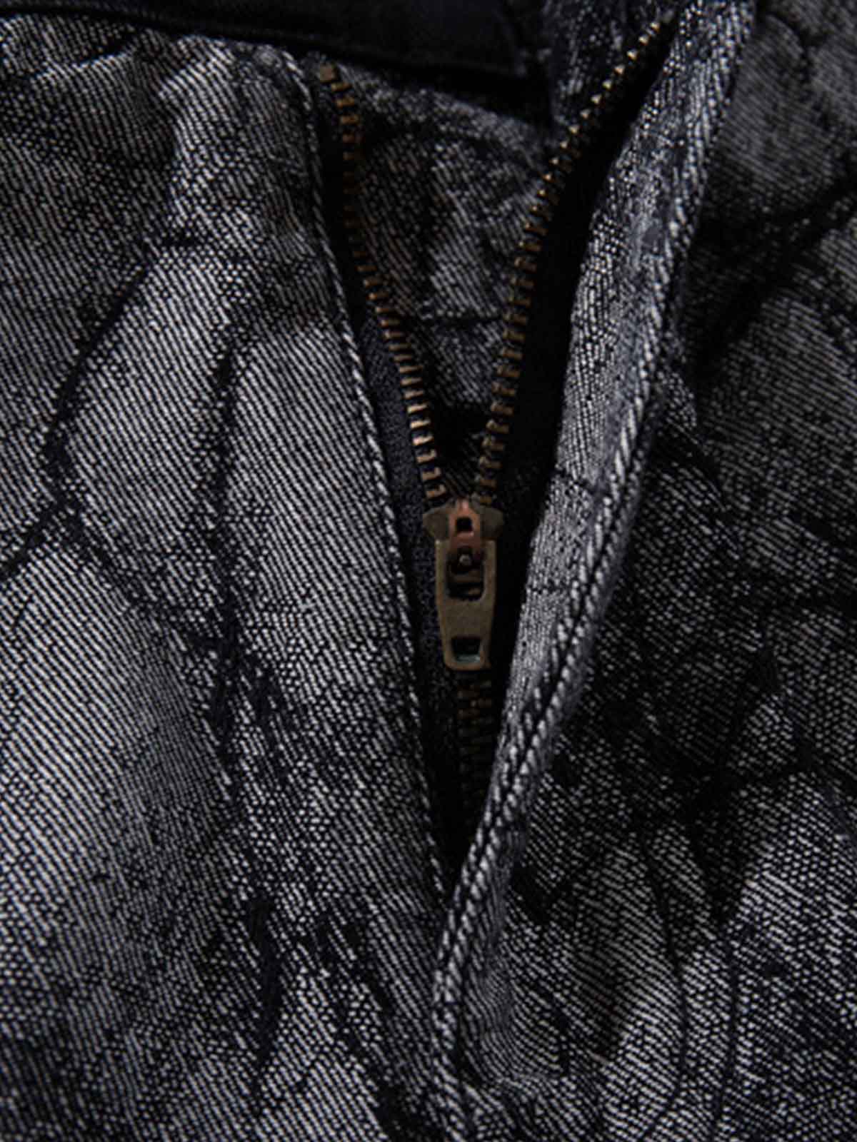 Cotton Blend Wide Leg Pants with Cracked Print and Black Panel Details?